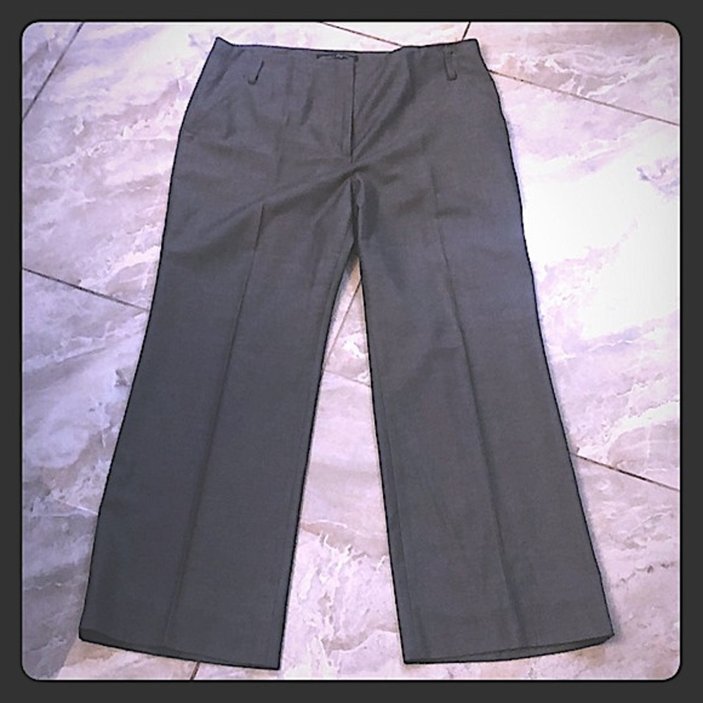 Dress straight leg flat front trouser pants in grey